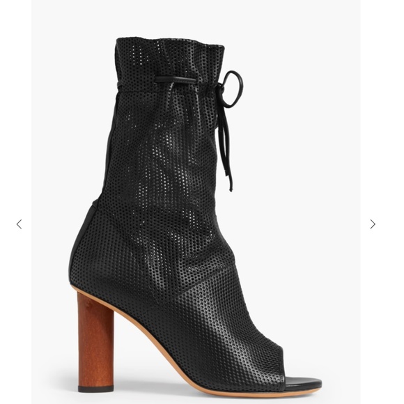 IRO Paris Dairel Perforated Leather Ankle bBoots Black NIB 38/7.5 Open Toe - Picture 2 of 11